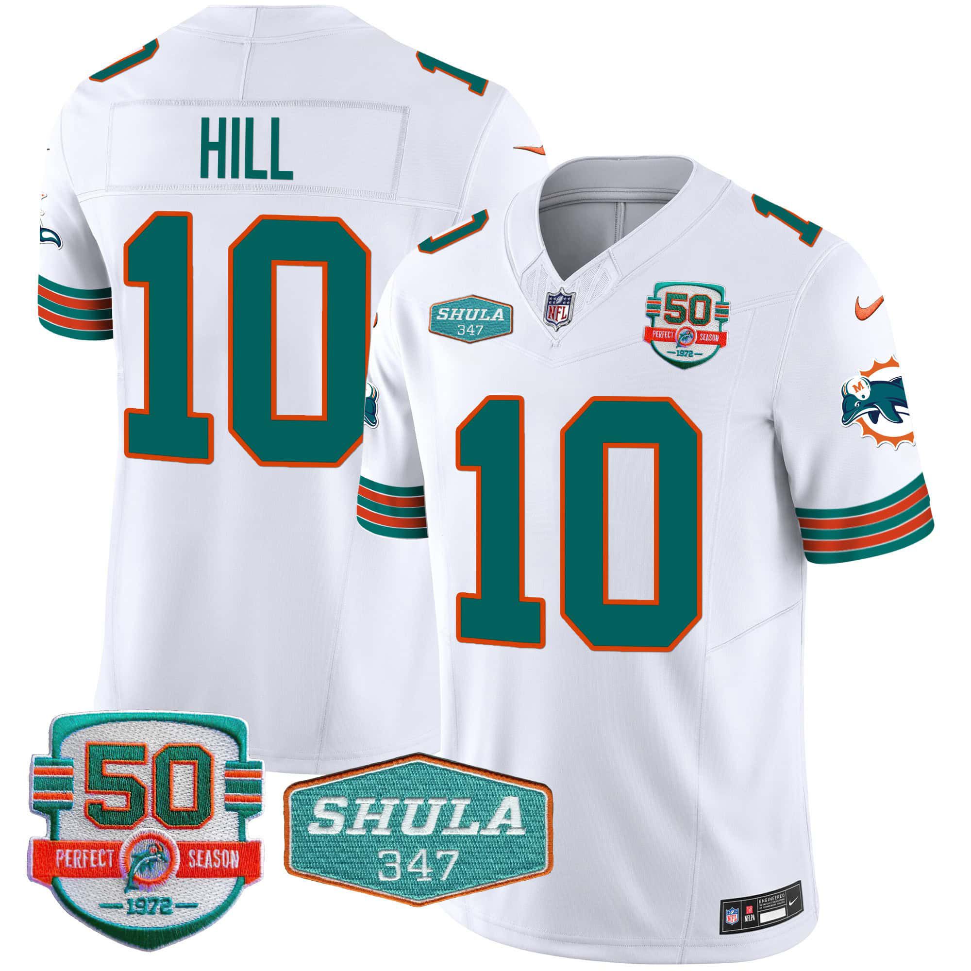 Men Miami Dolphins #10 Hill White 2024 Nike Throwback Shula 347 Patch Vapor NFL Jersey->indianapolis colts->NFL Jersey